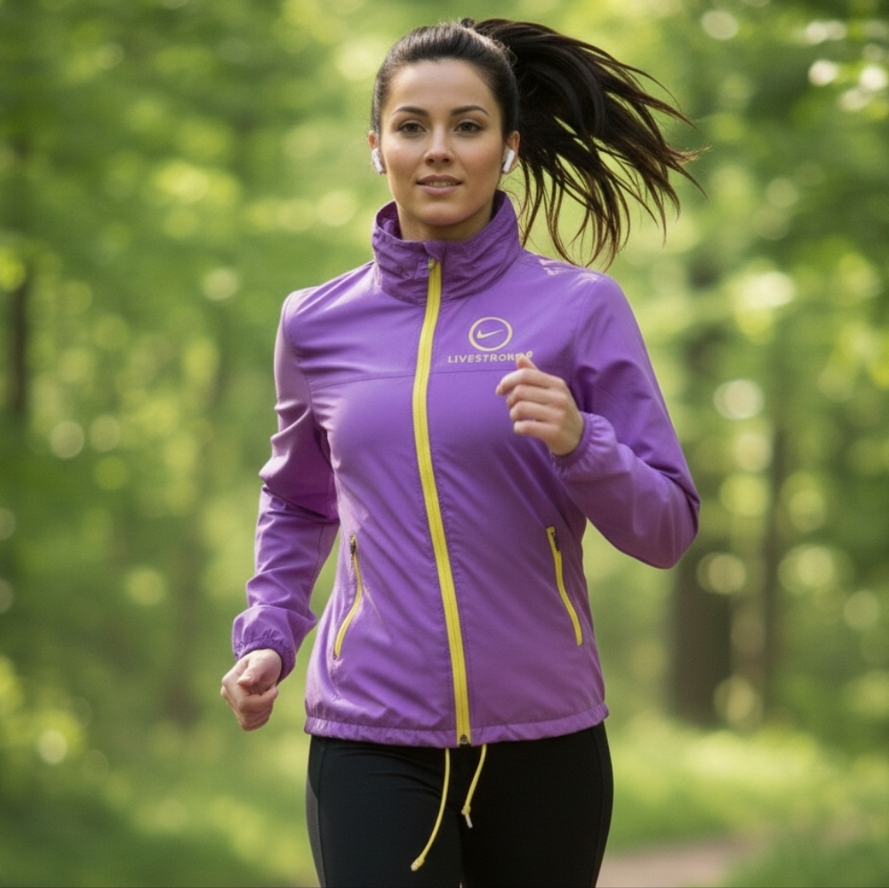 Nike Livestrong S Blokecore Performance Wear Running Swoosh Storm Hood Jacket